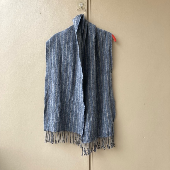 Ireland 100% wool suantrai scarf grey gray striped stripes wide oversized - Picture 2 of 15